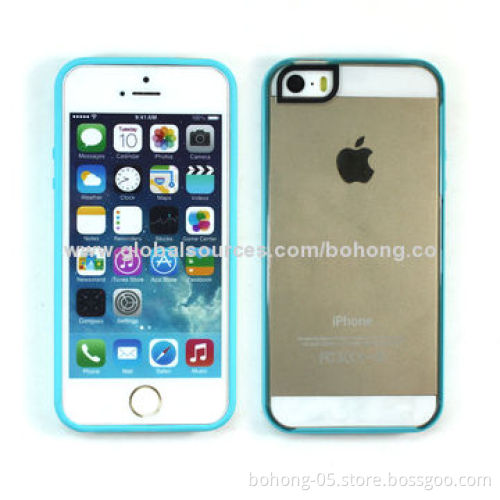 TPU Cases for iPhone 5S, High-transparent PC Back, Camera Slot with Black Circle